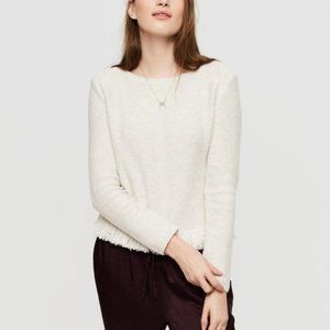 Lou & Grey Crewneck Fringed Hem Sweater XS
